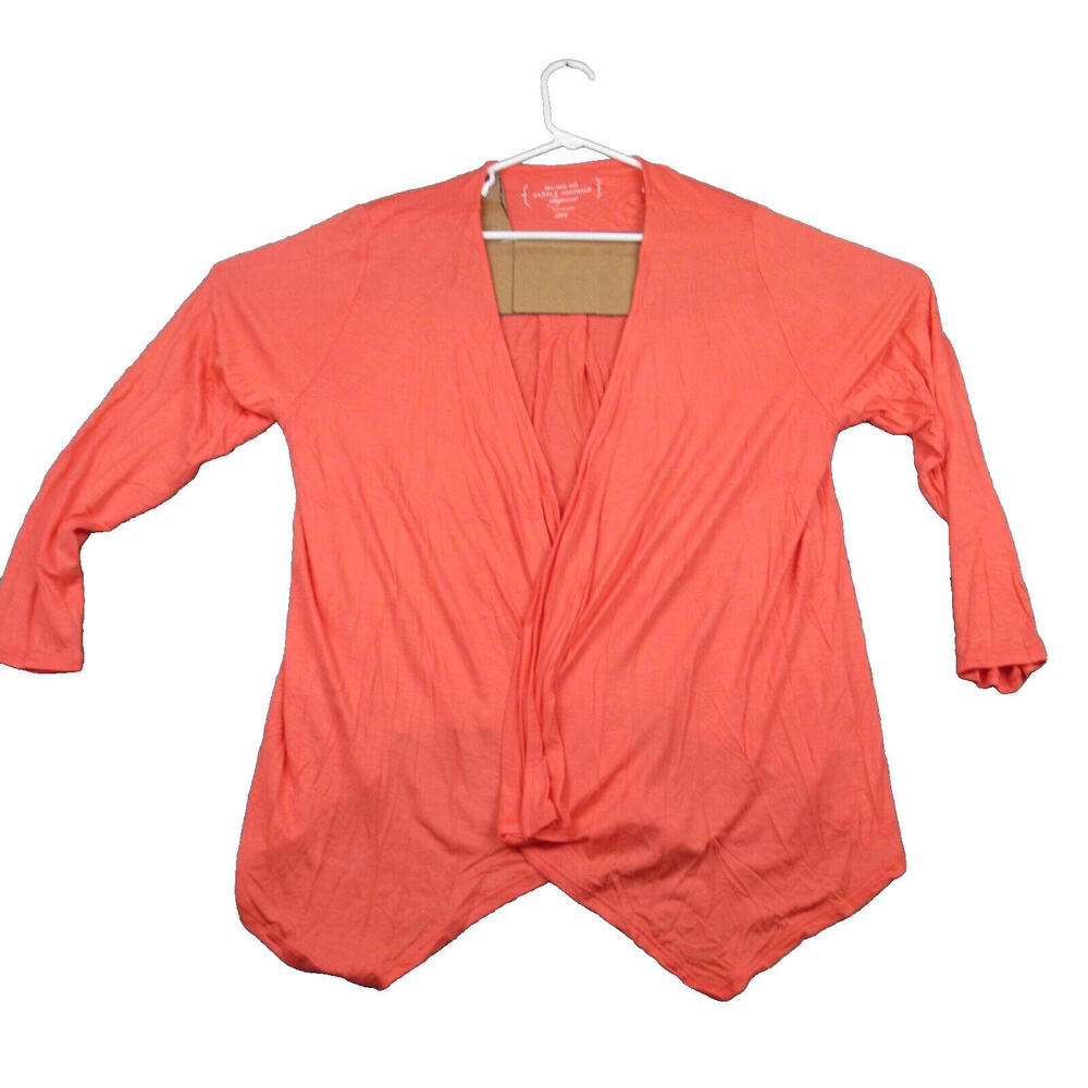 Carole Hochman Sleepwear Coral Pink Cardigan  Open Front Asymmetrical Plus‎ Size